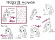 Stickserie ITH - Crazy Unicorn Mug Rugs 2